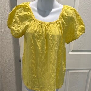 Style & Co Yellow Puff Sleeve Smocked Blouse